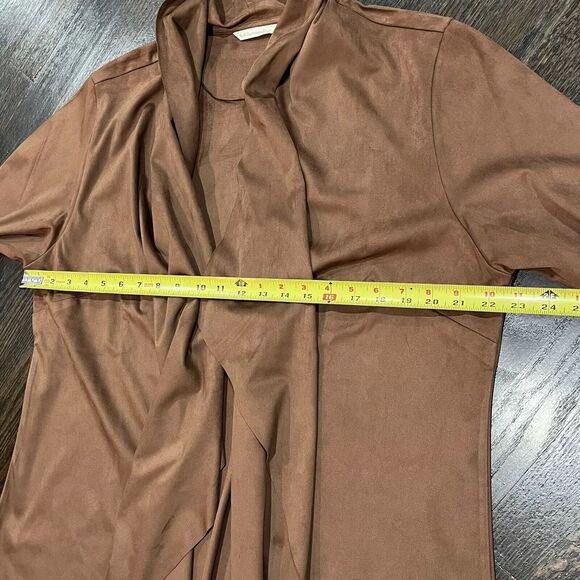Soft Surroundings Jacket Women’s 1X Shape Drape Brown Faux Suede Waterfall - Picture 7 of 7